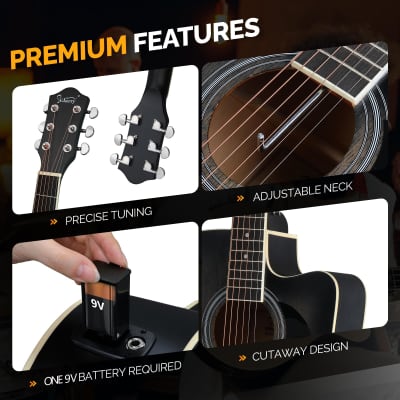 Glarry GMA101 41 Inch EQ Acoustic Guitar Black image 4