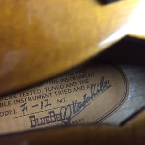 Vintage Blue Bell F-12 Mandolin Ornate Scroll Top Sunburst w/ Case F12 MIJ image 5