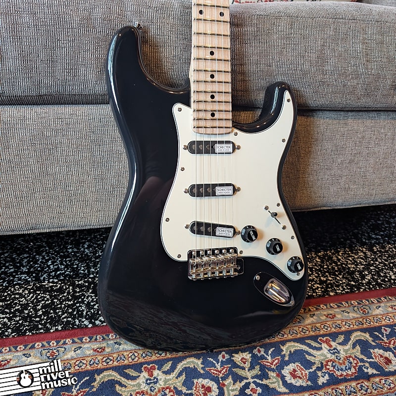Schecter Japan Scalloped Strat Style Black Stacked Humbuckers Used