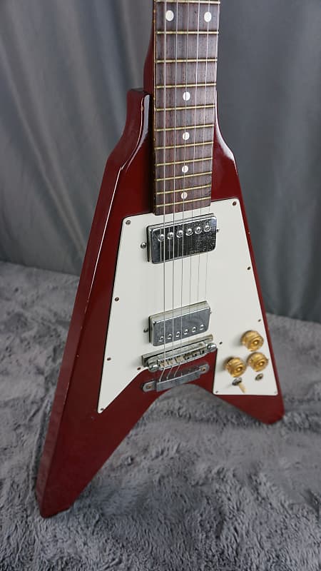 Holly Flying V - Cherry Electric Guitar Kiso Suzuki image 1