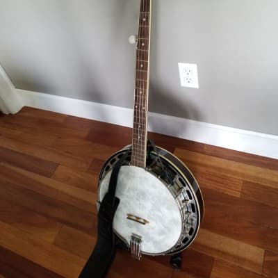 Vintage Saga 5-String Resonator Banjo with New Hardshell Case, Levy's Leather Strap + Extras image 9