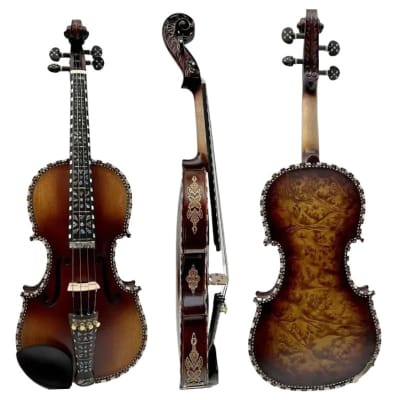 Strad style SONG master bird's eye maple wood 4/4 violin,carving ribs and neck inlay nice shell,sound clear and melodious for sale