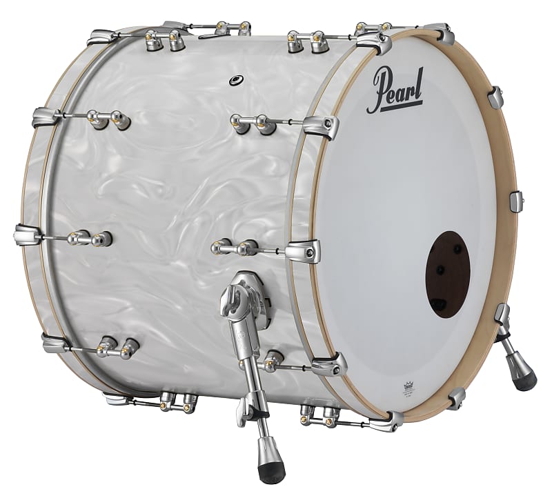 Pearl Music City Custom 26"x18" Reference Series Bass Drum w/BB3 Mount WHITE SATIN MOIRE RF2618BB/C722 image 1