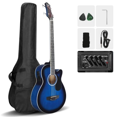 Glarry GMB101 44.5 Inch EQ Acoustic Bass Guitar Blue for sale