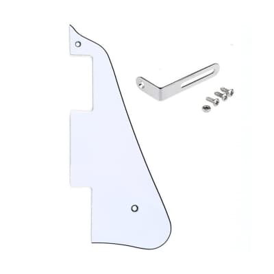 Pickguard for Chinese Made Epiphone Les Paul Standard Modern Style with Bracket (White 3 Ply Nickel) image 1