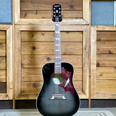 Epiphone Dove Studio Trans Ebony Burst Electric Acoustic Guitar Reverb