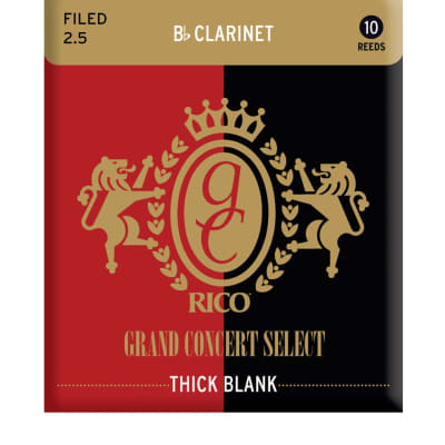 Rico Grand Concert Select Thick Blank Bb Clarinet Reeds, 10Ct, 2.5 Strength image 2