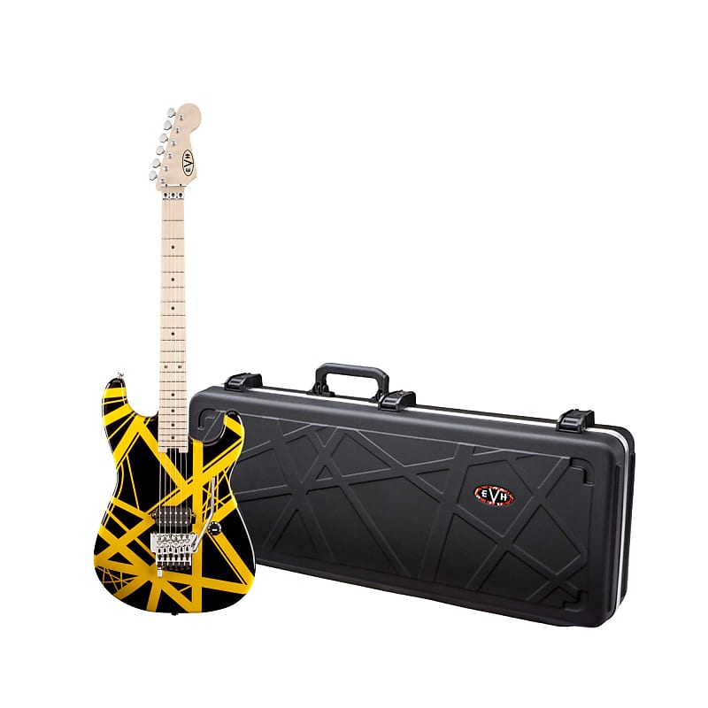 EVH Striped Series High Performance 6-String Electric Guitar (Black with Yellow Stripes) Bundle with EVH Wolfgang Solid Body Electric Guitar Weather-Resistant Hard Case(Black) (2 Items) image 1