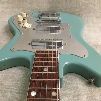 Kimberly 2 Pickup 1960's Seafoam Green Teisco Japan Matching Headstock & Neck Surf Guitar image 5