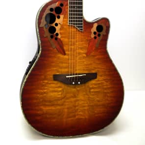 Ovation Celebrity Deluxe CC44 CTBFA Mid Depth Acoustic Electric Guitar Cherry Figured Ash Reverb Canada