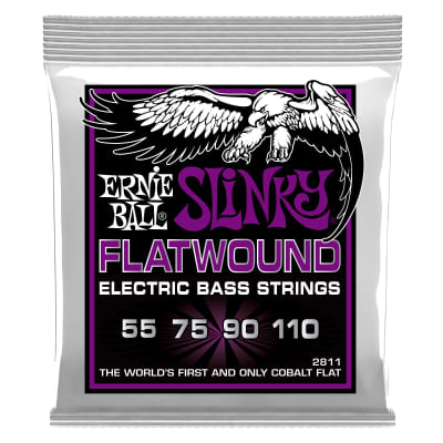 Ernie Ball Power Slinky Flatwound Electric Bass Strings - 55-110 Gauge image 1