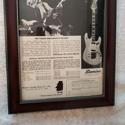 1967 Domino Guitars Promotional Ad Framed Domino Olympic #202 Electric Guitar Original for sale