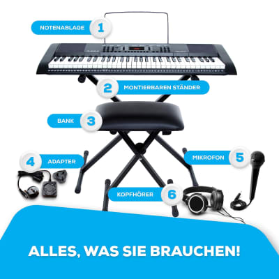  Alesis Melody 61 Key Keyboard Piano for Beginners with  Speakers, Stand, Bench, Headphones, Microphone, Sheet Music Stand, 300  Sounds and Music Lessons : Musical Instruments