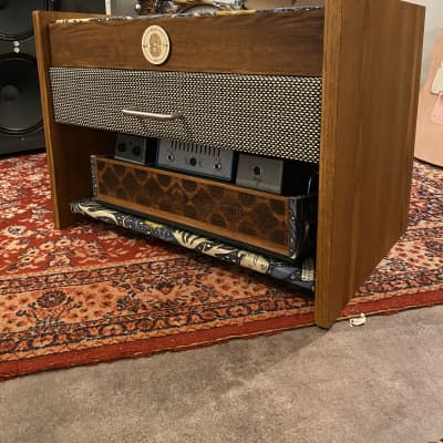 Heavy Seas Amp Riser/ Pedalboard storage for studio - Golden Ash / Sea Weed Morris Fabric image 3