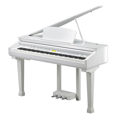 KURZWEIL KAG-100-WHP White Digital Fully Weighted Hammer Action Bluetooth Grand Piano with Bench image 1