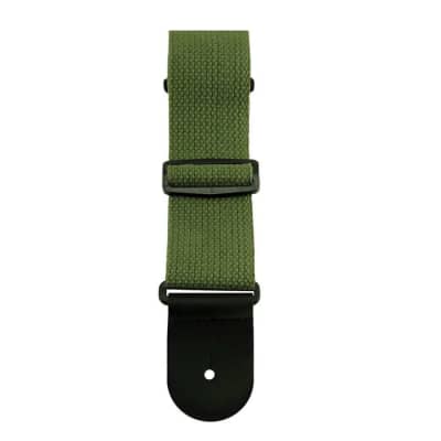 Henry Heller 2" Cotton Guitar Strap Green w/ Leather Ends HCOT2-GRN