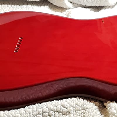 Bottom price on a stunning Double bound,USA made Alder body,quilt maple top in Red clouds. Made to fit a Tele neck # RQT-7 image 5