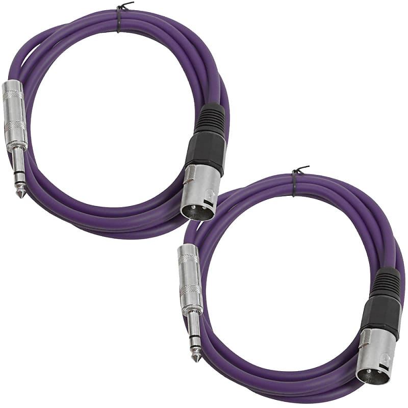 2 Pack of 1/4 Inch to XLR Male Patch Cables 6 Foot Extension Cords Jumper - Purple and Purple image 1
