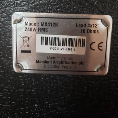 Marshall MX412BR 240-watt 4x12" Straight Extension Cabinet Black image 2