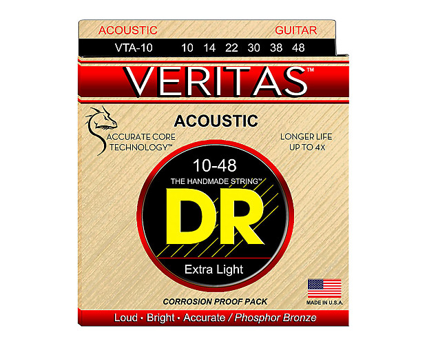 DR VTA-10 Veritas Phosphor Bronze Acoustic Guitar Strings - Extra Light (10-48) image 1