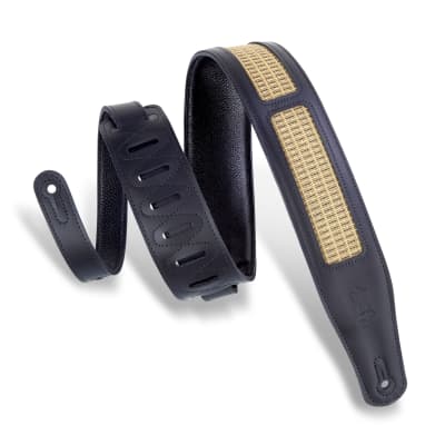 Levy's MCG26A-BLK-GLD Amped Grill Cloth Guitar Strap image 2