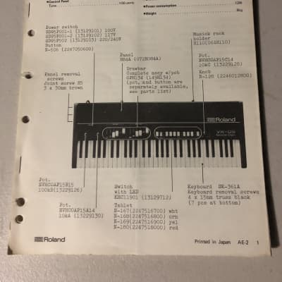 Roland VK09 Electronic Organ Service Notes 1981