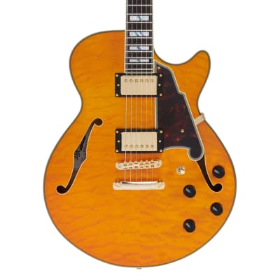 D'Angelico Excel SS XT Semi-hollowbody Electric Guitar - Vintage Natural Quilt with Stopbar Tailpiec image 4