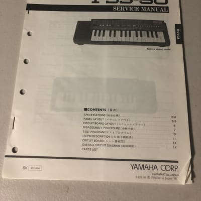 Yamaha  PSS-50 PortaSound Service Manual 1990