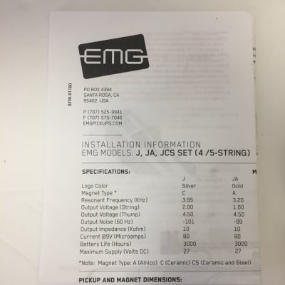EMG Jazz Bass Set 2020's - Black image 5