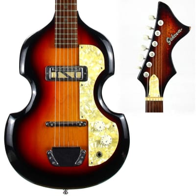 4.6 Pounds! 1960s Sekova Japan Beatles Violin Shaped 6-String Teisco Guitar - Gold Foil Pickup! GREAT PLAYER! image 3