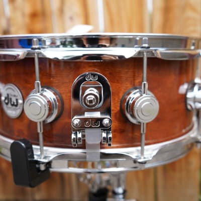 DW Collectors Exotic Natural Sapeli Pommele 5 1/2 x14" Snare Drum (New, Old Stock) image 7
