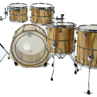 Hendrix Archetype 5pc Stave Ambrosia Maple Drum kit w/ Mother of Pearl inlay image 8