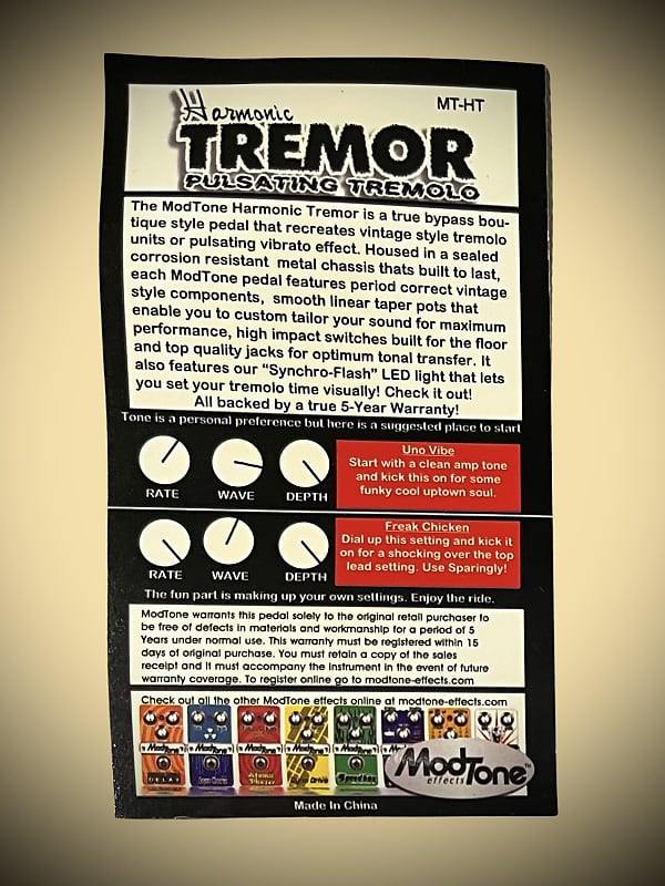 Modtone MT-HT Harmonic Tremor Pulsating Tremolo/Vibrato True