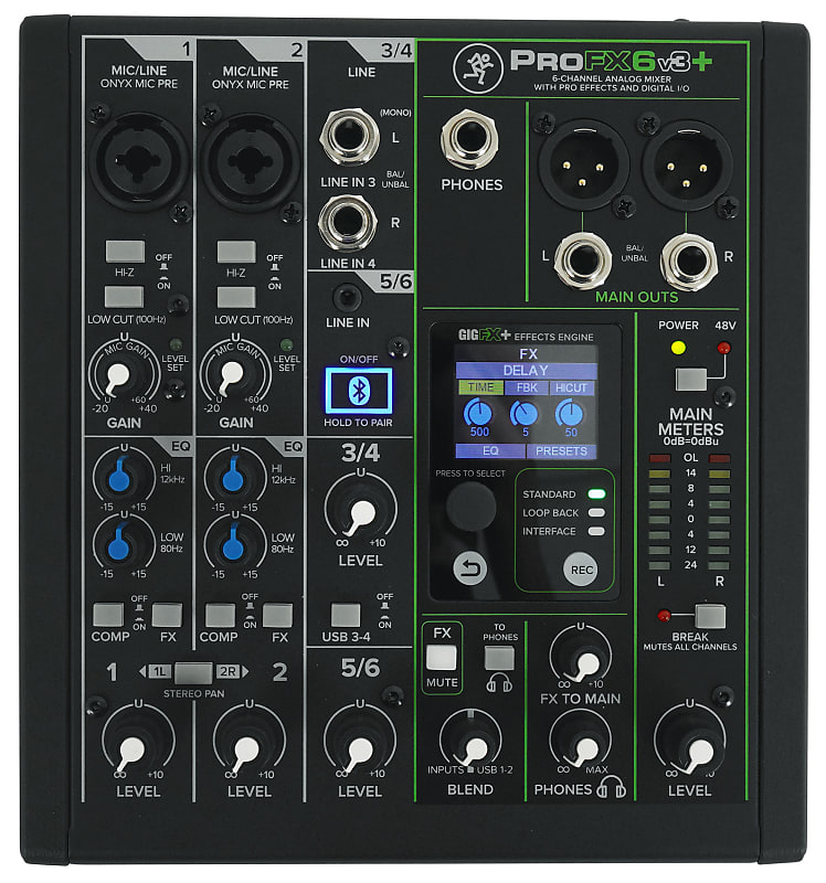 Mackie ProFX6v3+ 6-Channel Analog Mixer w/Enhanced FX/USB | Reverb