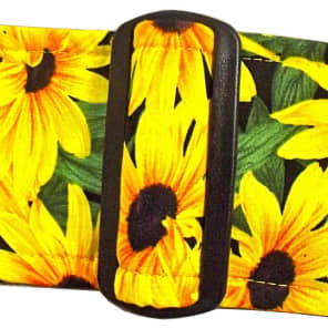 Country Girl Sunflower Artisan Handmade Guitar Strap  Bright Yellow And Green image 4