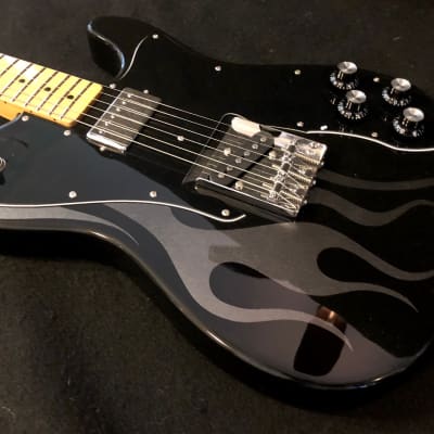 Sparrow Twangmaster Pro Kustom Black Gloss w/Metallic Silver Flames HS Tele Style Guitar image 3