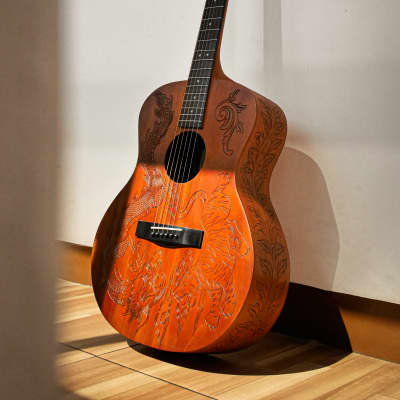 JP Acoustic Guitar KLA-001HC Dragon X Tiger Hand Carved | Reverb