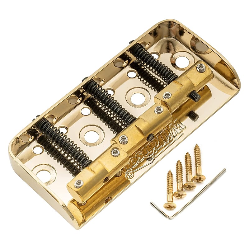 Wilkinson 54mm(2-1/8 inch) String Spacing Vintage Ashtray Telecaster Bridge  6 Brass Saddles Gold