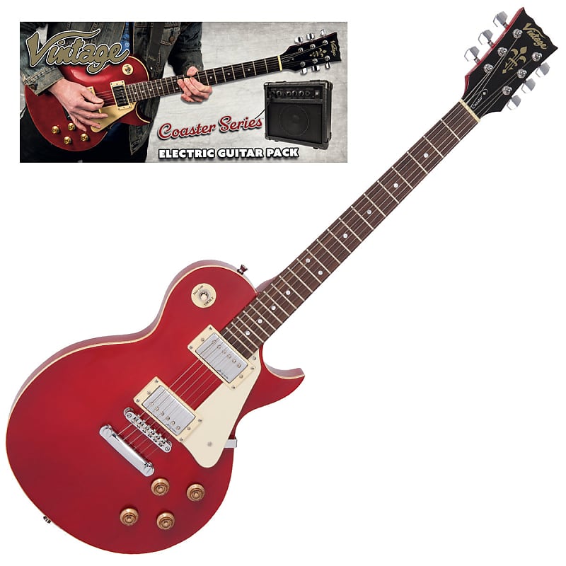 Vintage V10 Coaster Series Electric Guitar Pack Wine Red