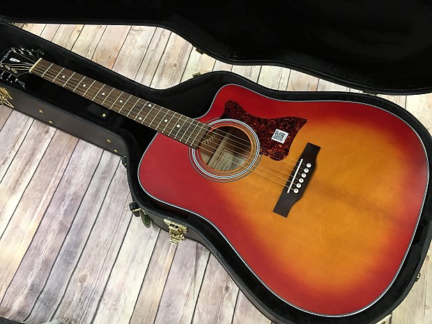 Epiphone DR400MCE All Solid Acoustic Electric Guitar Faded Cherry Sunburst w Case