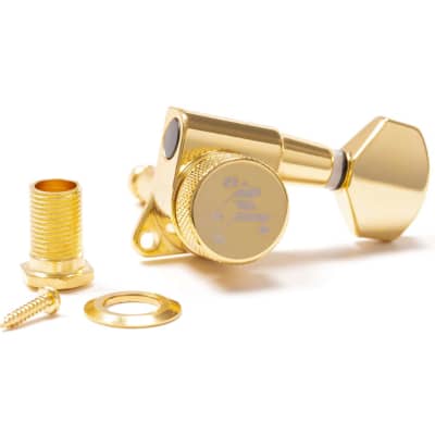 Genuine Tone Ninja 19:1 Locking Tuners, 6 Inline Staggered set, Gold
