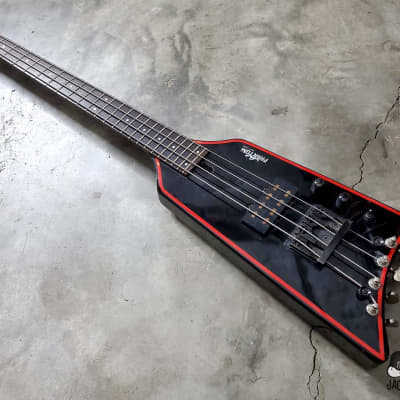 RARE: Phantom Guitarworks HBBR-BR Batmobile Surf Stick Electric Bass (1980s, Black/Red) image 7