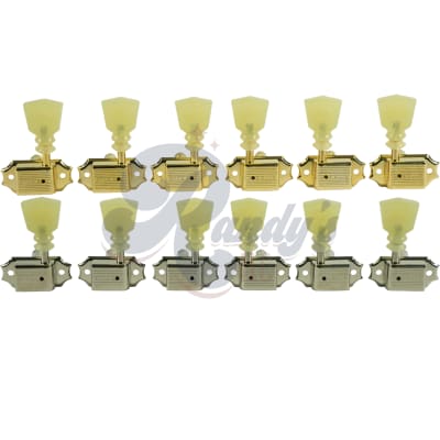 Kluson Tuners (Deluxe Series) w/ Double RIng Keystone "Tulip" Buttons (L3+R3) Single-Line - Fits Gibson®-Nickel - KD-3-NPKDRSL - Nickel