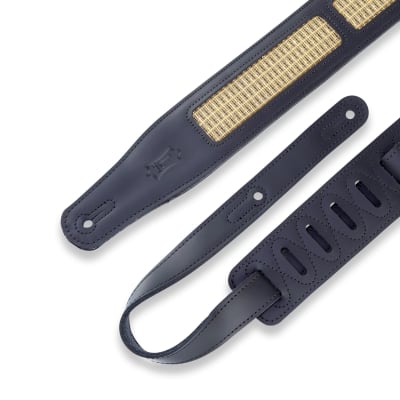 Levy's MCG26A-BLK-GLD Amped Grill Cloth Guitar Strap image 3