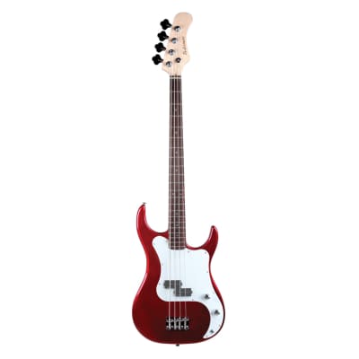 Baltimore BB-5 Metallic Red 4 String Electric Bass Pack +AXL 15W Amp Bag Strap Stand Tuner image 2