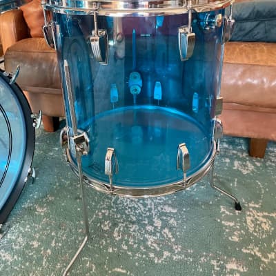 Ludwig Vistalite Big Beat 5pc Kit 12/13/16/22" with Matching 5x14" Snare Drum 1970s - Blue image 18