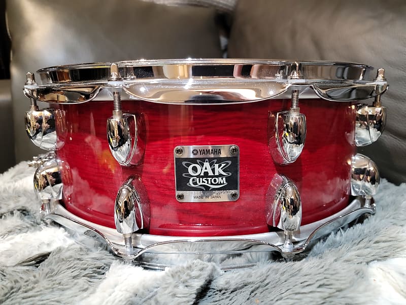 Yamaha Oak Custom 14x5.5 Snare Drum 2005 Transparent Red Oak | Reverb