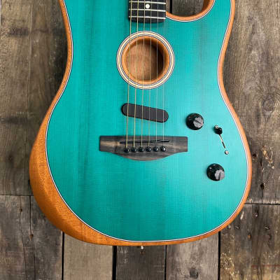 Limited Edition American Acoustasonic Stratocaster Aqua Teal Fender image 2