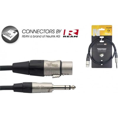 Stagg NAC1PSXFR Female XLR to Stereo Jack Cable, 1m/3ft for sale