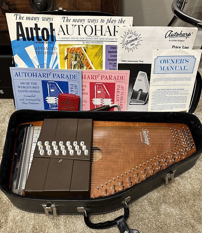 Vintage Autoharp By Oscar Schmidt 21 Chord Autoharp 1981 case Reverb